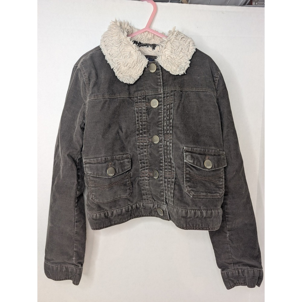 GapKids 1969 Corduroy Sherpa Lined Trucker Jacket Brown Grey Kids Medium 8‎